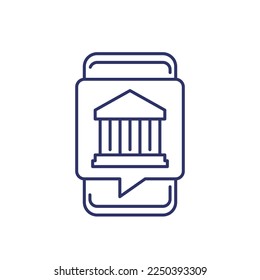 mobile banking line icon on white