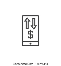 mobile banking line icon, outline vector logo, linear pictogram isolated on white, pixel perfect illustration