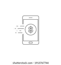 Icono de línea de banca móvil en diseño de estilo moderno y plano. Ilustración gráfica vectorial. Adecuado para diseño de sitios web, logotipo, aplicación y ui