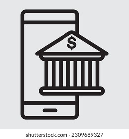 Mobile banking line icon, use for website mobile app presentation