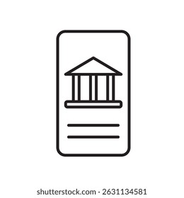 Vetor de ícone de linha de banco móvel, com traço editável, ideal para aplicativos bancários, transações móveis e ferramentas financeiras pessoais