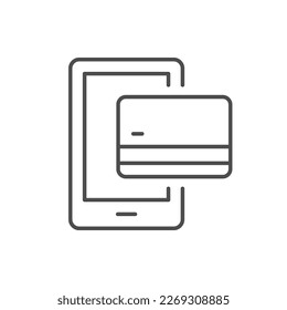 Icono de esquema de línea bancaria móvil