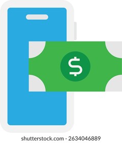 Ilustração plana do vetor do ícone do dinheiro do banco móvel