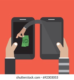 Mobile Banking Money Stealing Vector Illustration