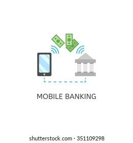 Mobile Banking. Money transfer. Flat design illustration - stock vector