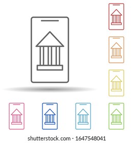 Mobile banking in multi color style icon. Simple thin line, outline vector of mobile banking icons for ui and ux, website or mobile application