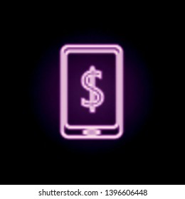 mobile banking neon icon. Elements of bank set. Simple icon for websites, web design, mobile app, info graphics