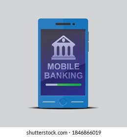 Mobile Banking auf Smartphone, Vektorgrafik-Design einzeln auf weißem Hintergrund.
