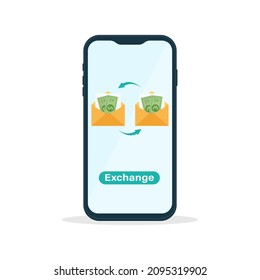  Mobile banking, online operation of exchanging dollars and euros with a telephone.