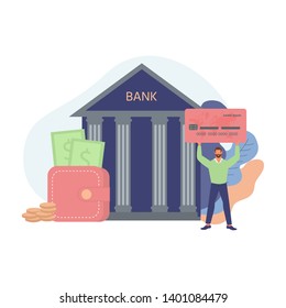Mobile banking  and online payment concept design for web page, banners, infographics, poster. payment using  bank. Vector illustration