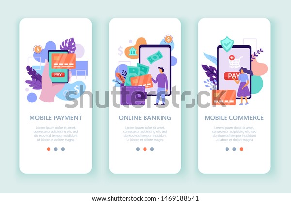 Mobile Banking Online Payment Concept Banner Stock Vector Royalty