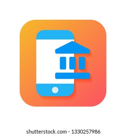 Mobile banking, online banking, online payment icon. Modern Icon in Flat style on Gradient background. Vector icon for any purposes, suitable for business, finance theme