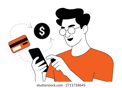 Mobile Banking und Online Payment Transaction flache Illustration Vektor