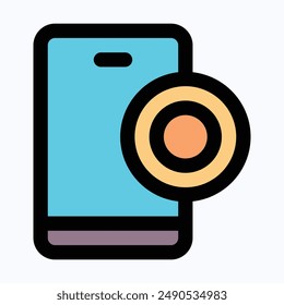 Mobile Banking, Online Payment Vector Icon, Isolated Lineal Color Vector Icon.