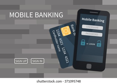Mobile banking, online payments. Flat vector illustration