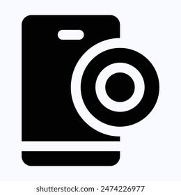 Mobile Banking, Online Paymnt Vector Icon, Isolated Silhouette Vector Icon.
