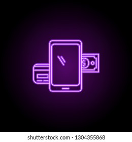 mobile banking outline icon. Elements of Banking & Finance in neon style icons. Simple icon for websites, web design, mobile app, info graphics