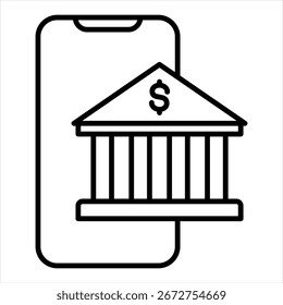 Ilustración vectorial de iconos de contorno de banca móvil