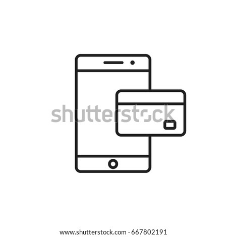 Mobile banking outline icon, Vector isolated line symbol.