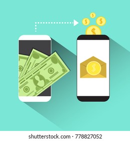 Aplicación De Cartera Digital Web Mobile Banking Payment Concept En La Ilustración De Vectores Planos De Teléfono Inteligente
