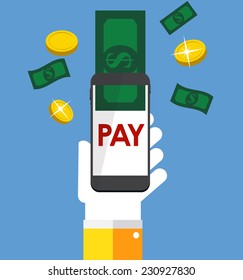 Mobile Banking Payment Flat Concept Vector Illustration 