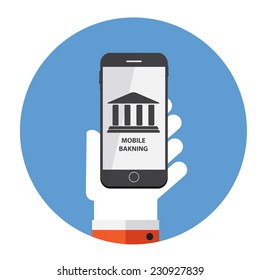 Mobile Banking Payment Flat Concept Vector Illustration 