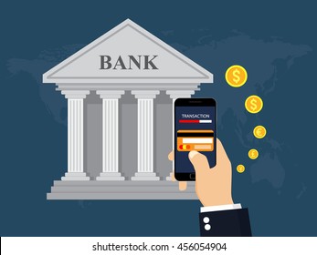 Mobile Banking And Mobile Payment. Money transaction. Money transfer. Vector Illustration.