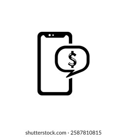 Mobile Banking, Payment with Smartphone Solid Flat Vector Icon Isolated on White Background.