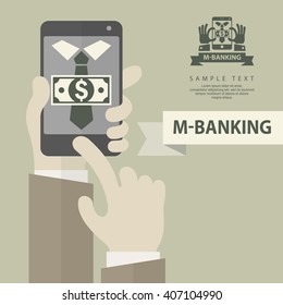 Mobile banking. Phone device and dollar sign. Vector illustration