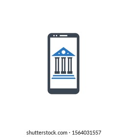 Mobile Banking related vector glyph icon. Isolated on white background. Vector illustration.