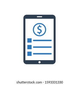 Mobile banking report icon vector 