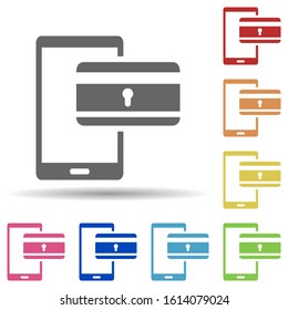 Mobile banking safety concept, secure mobile banking in multi color style icon. Simple glyph, flat vector of internet security icons for ui and ux, website or mobile application
