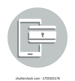 Concepto de seguridad bancaria móvil, icono de insignia bancaria móvil segura. Simpleglyph, vector plano de iconos de seguridad de Internet para ui y ux, sitio web o aplicación móvil