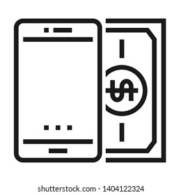 Mobile banking. Simple design. Line vector. Isolate on white background.