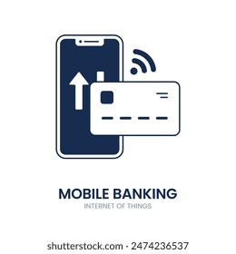 Mobile banking. banking, technology, internet, finance, payment, business, mobile, online, smartphone, credit, bank, digital, transfer, pay, transaction, money. Vector icon illustration