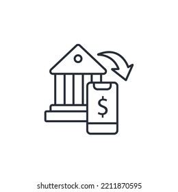 mobile banking thin line icons. Vector illustration isolated on white. Editable stroke