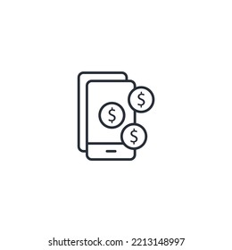 mobile banking thin line icons. Vector illustration isolated on white. Editable stroke.