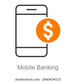 Banca móvil y concepto de icono de transacción