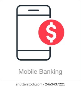 Mobile Banking and transaction icon concept