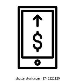 Mobile banking transfer - icon line vector - e commerce icons