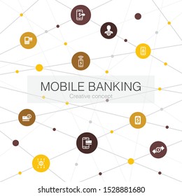 Mobile banking trendy web template with simple icons. Contains such elements as account, banking app, money transfer