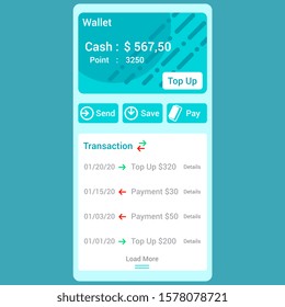 mobile banking user interface layout. account balance mobile application access. vector illustration 