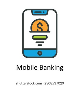 Mobile Banking Vector Fill outline Icon Design illustration. Seo and web Symbol on White background EPS 10 File