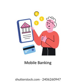 Mobile Banking vector Filled outline Design illustration. Symbol on White background EPS 10 File 