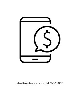 Mobile banking vector graphics outline icon