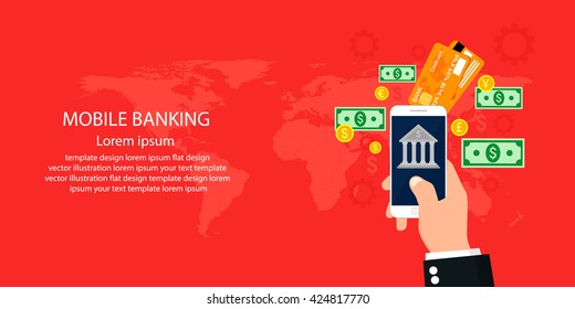 Mobile Banking, vector illustration.