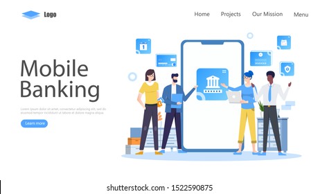 Mobile Banking Vector Illustration Concept , Suitable for web landing page, ui, mobile app, editorial design, flyer, banner, and other related occasion