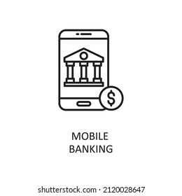 Mobile Banking Vector Outline Icon Design illustration. Banking and Payment Symbol on White background EPS 10 File