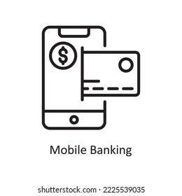 Mobile Banking  Vector Outline Icon Design illustration. Business and Finance Symbol on White background EPS 10 File