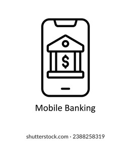 Ilustración de diseño de iconos del contorno vectorial de la banca móvil. Símbolo de negocio y administración sobre archivo EPS 10 en fondo blanco